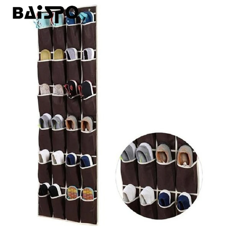 

Shoes Hanging Storage Bag Orangizer 24 Pockets Non-Woven Hanging Storage Bag Behind Doors Space Saver Shoes Sorting Organizer