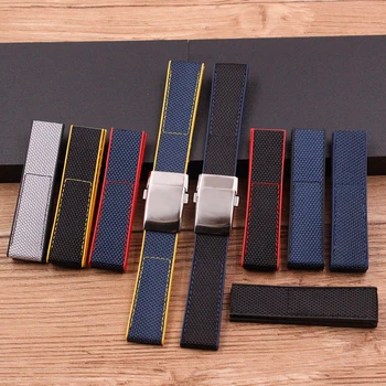 

Watch Accessories Applicable to for Breitling Avengers Super Marine Series Men's Nylon Canvas Rubber Watch with Buckle 22mm
