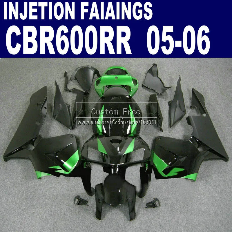 Пластиковые инъекции Обтекатели для Honda CBR 600 RR обтекатель 2005 2006 CBR 600RR CBR600RR 05 06 черный зеленый мотоциклетные наборы