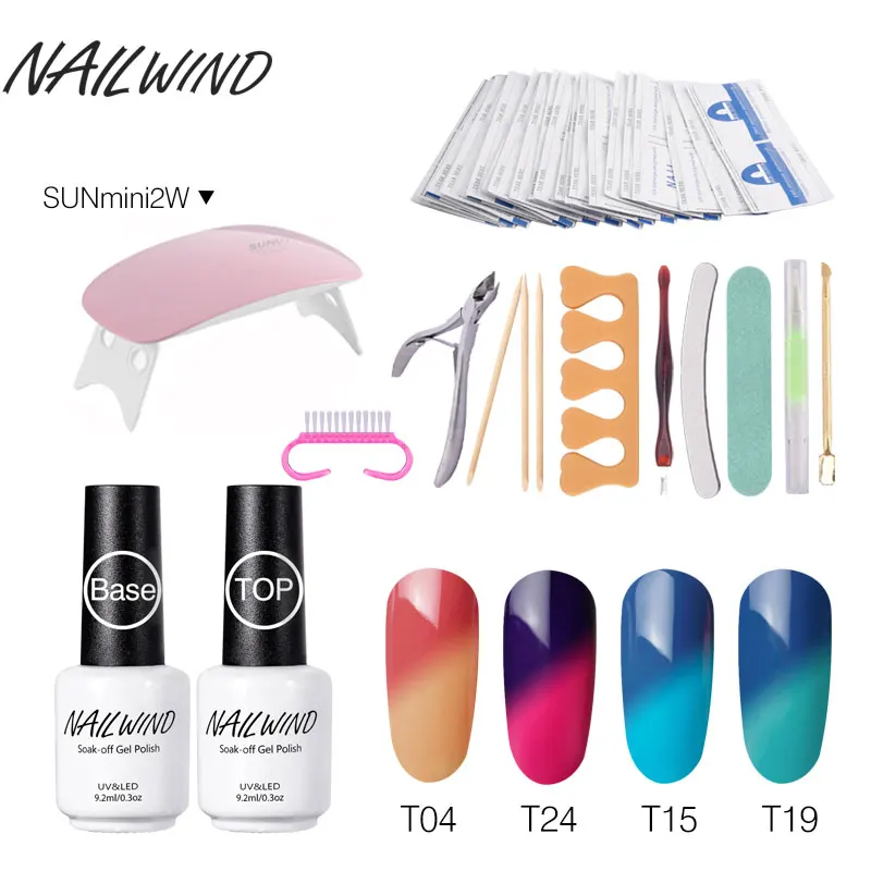 NAT-MINI2PKIT6N-03 NAILWIND изменение цвета температуры серии Хамелеон Гель-лак для ногтей инструменты для маникюра наборы УФ-лампы DIY наборы для ногтей и наборы - Цвет: NAT-MINI2PKIT6N-03