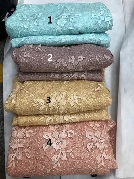 

fashionable tulle embroidery french net lace fabric Sat-10.2217 with beads for party dress