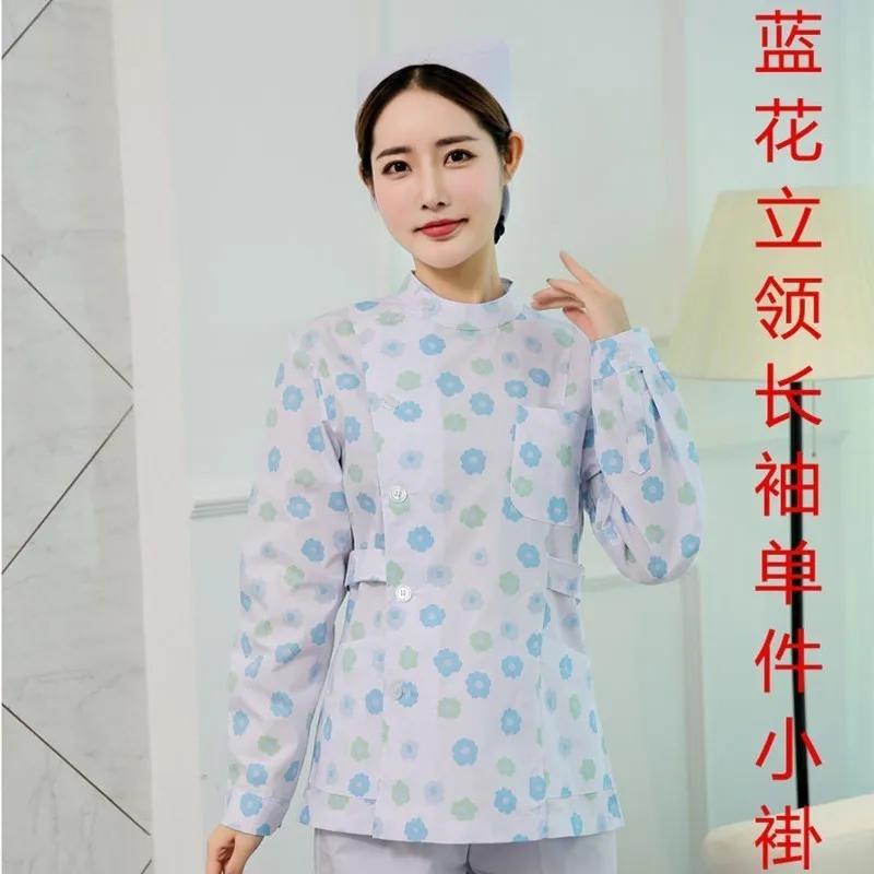 Long-sleeved Nurse Uniform Printing Scrubs Medical Uniforms Women Beauty Salon Hospital Dental Clinic Pharmacy Surgery Suit - Цвет: Tops 5