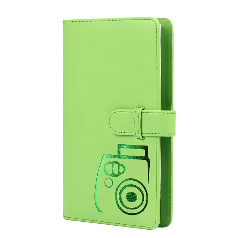 Protective Case Waterproof PU Leather Bag with Shoulder Strap+96 Pockets Photo Album for Fuji Fujifilm Instax Mini 9/8/7s Camera - Цвет: Lime Green Album