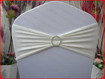 

Ivory Single Layer Spandex/Lycra/Expand Bands/Covers With One Row Round Diamond Buckle&Pin For Wedding Party Decorations