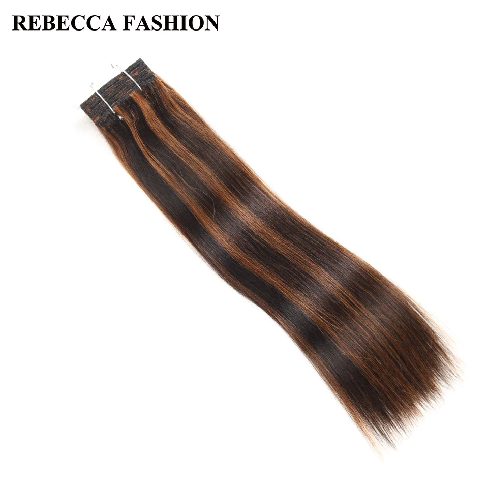 Rebecca Double Drawn Hair 113g Brazilian Remy Silky Straight Weave Hair Piano Brown 613 Blonde Colors Human Bundles 1pc