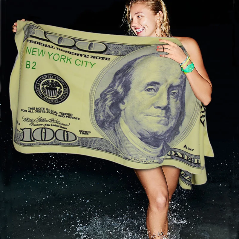 Dollor towels money beach towels Absorbent Microfiber Towels Fast