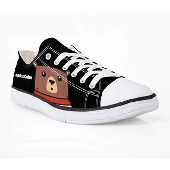 

Customized Cartoon Men Casual Vulcanize Shoes Classic Black Canvas Shoes for Boys Student Leisure Low-top Lacing Flat Shoes Man