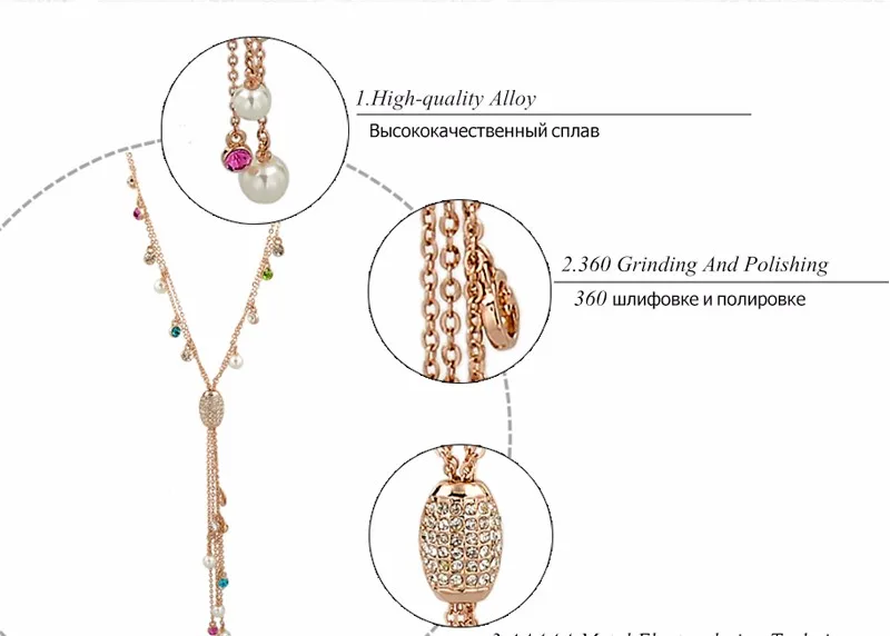 LongWay многоцветное колье с подвеской в виде кисточки женское длинное ожерелье с искусственным жемчугом и кристаллами золотого цвета Bijoux Sne160128