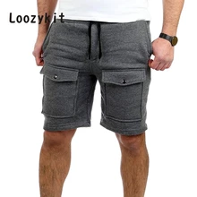 LOOZYKIT 3XL хлопок Повседневный Torridity мужской талии шнурок длиной до колена брюки Твердые Drawstring половина брюки