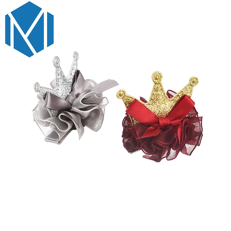 M MISM Novelty Shiny Crown Hair Clip Girl Hair Accessories Grid Yarn