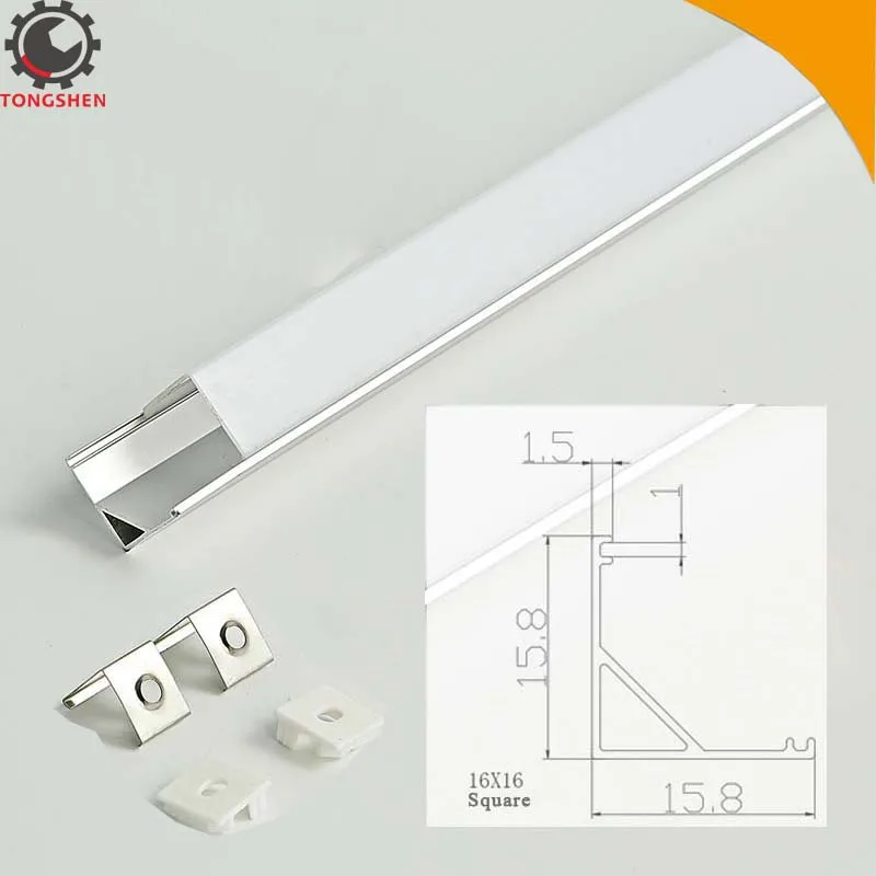 16x16mm Aluminum Extrusion Profile Led Strip Fixture Channel 45 Degree Square Cover Corner Mount Led Aluminum Channel LED Strip yangmin free shipping 2m pcs high quality square aluminum led profile led strip aluminum channel