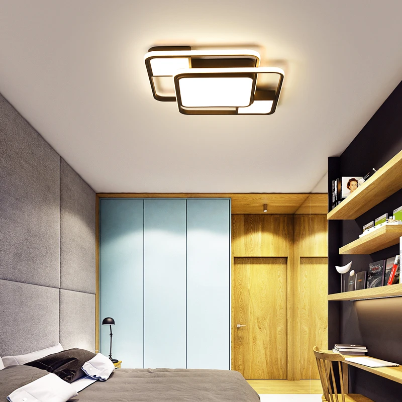 Modern LED Ceiling Lights For Living Room Bedroom Home Lighting Fixtures Black Square surface mount - 33027675982