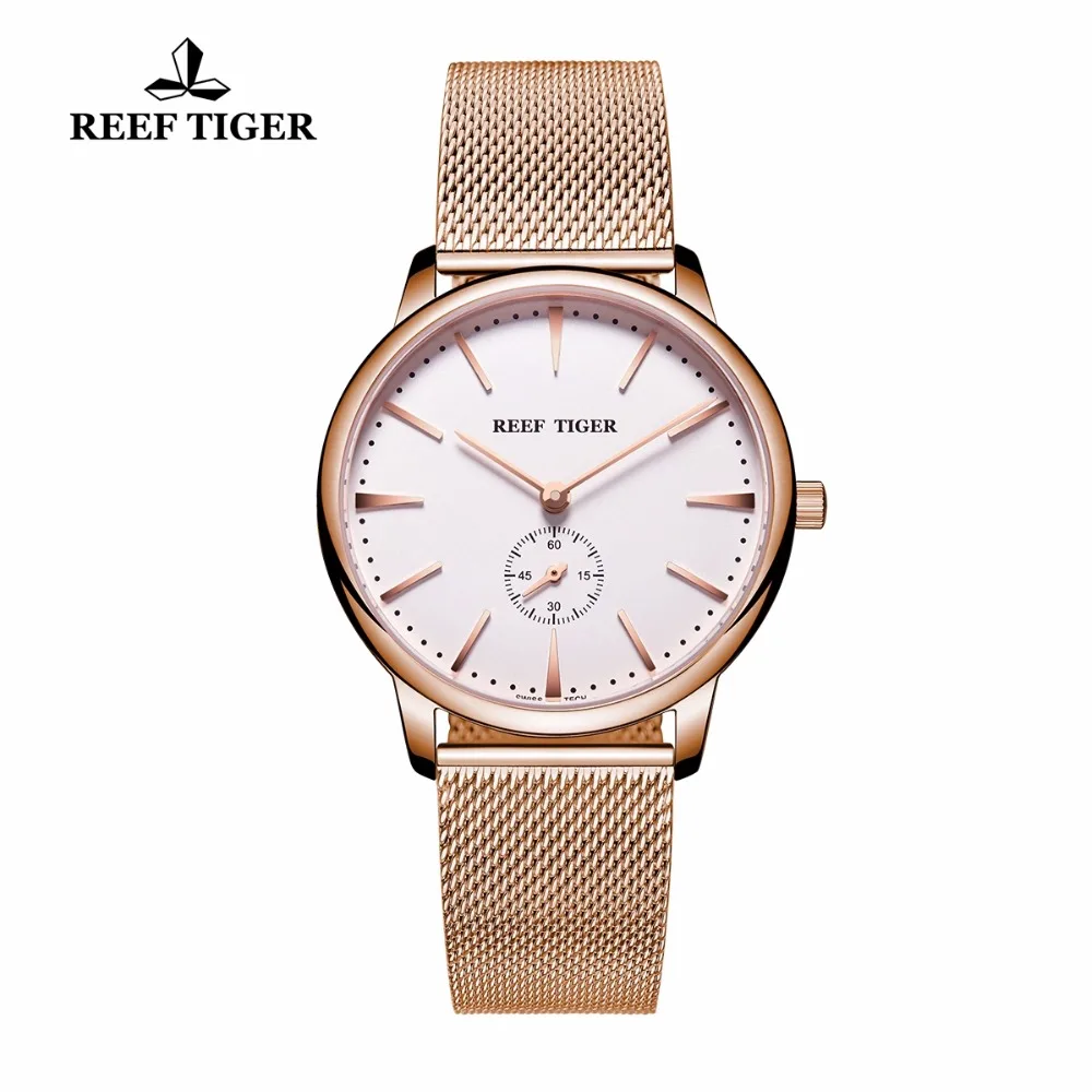 HOT Sale  Reef Tiger/RT Casual Couple Watches for Men Analog Quartz Watch Simple Style Rose Gold Tone Watches