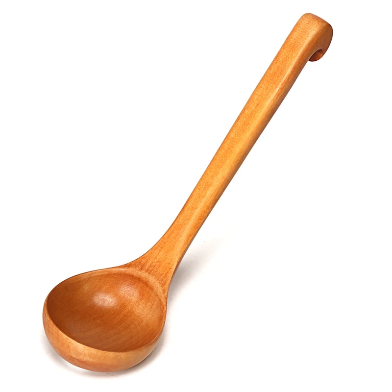 Japanese Style Natural Wood Spoon Soup Ladle Wooden Cooking Scoop Spoon