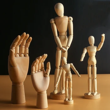 

Wooden dolls figurine Children toy joint model flexible movable man artist small wood joint puppet for kid DIY Action Figure kid