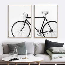 

Modern Simple Bicycle Wall Art Black White Bike Canvas Painting Poster and Print Hang Painting Bedroom Living Room Decoration