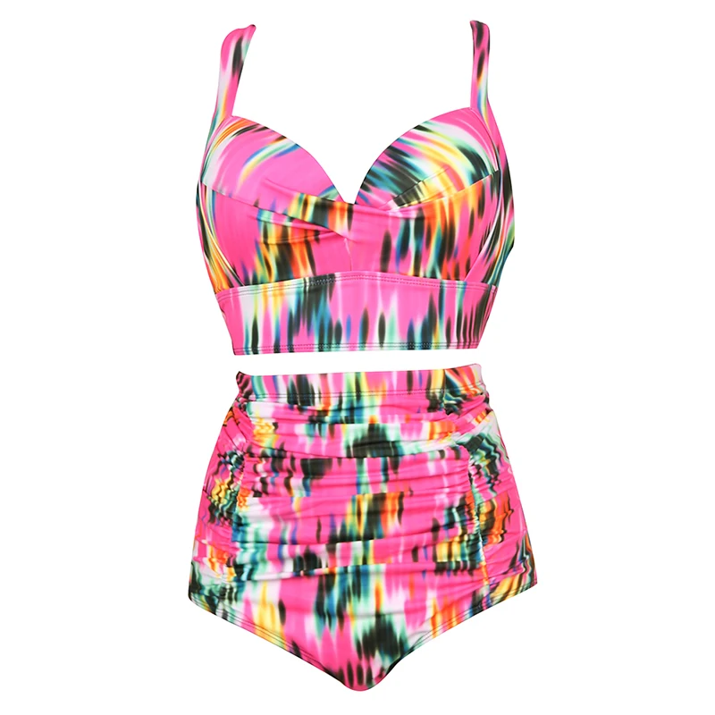 NAKIAEOI 2019 купальник с высокой талией женский принтом цветной Ретро стиль Цветочный