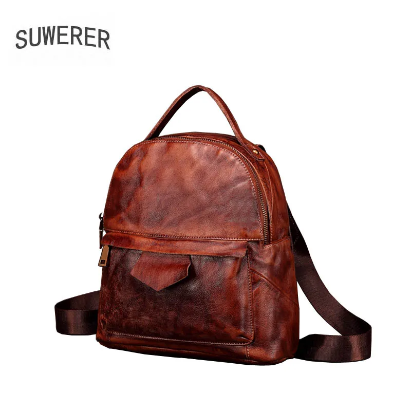 

2019 New women Genuine leather bag designer famou brand leather women backpack fashion Original Casual women leather backpack