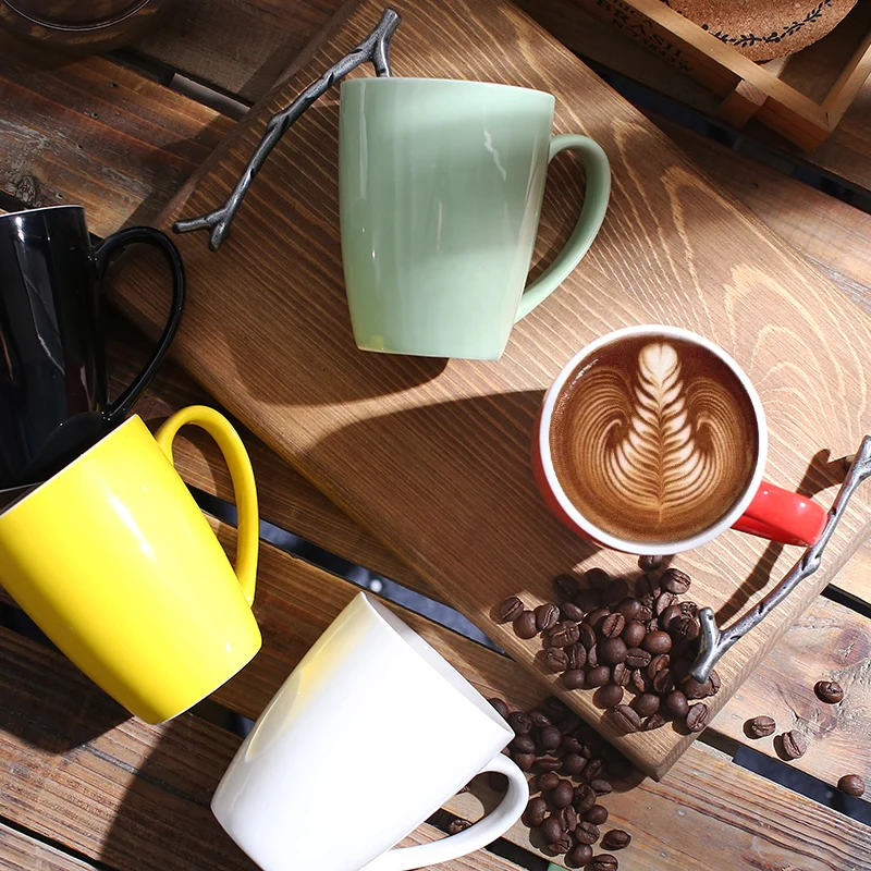 الملونة القدح Coffeeware المخاوي اتيه الأمريكية أكواب السيراميك الإفطار شنقا الأذن مزبد القاذف سحب زهرة كوب المنزل المطبخ