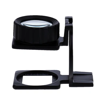 

2 Lens Optical Glasses 15X Folding Linen Tester Cloth Magnifier with Scale Portable Handy Magnifier Jewelry Tools