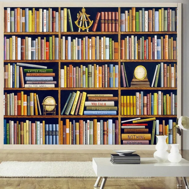 Custom Wall Mural Hand Painted Books Retro Bookshelves Study Custom Wall Mural Hand Painted Books Retro Bookshelves Study Library Wallpaper Bedroom House Decoration