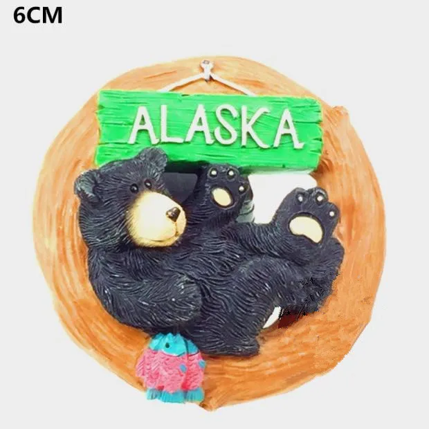 Handmade Painted Alaska Bear 3D Fridge Tourism Souvenirs Refrigerator Stickers
