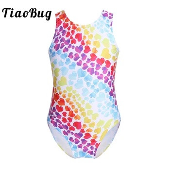 

TiaoBug Cute Kids Sleeveless Colorful Sweetheart Printed Ballet Dance Leotard Girls Gymnastics Leotard Ballerina Sports Bodysuit
