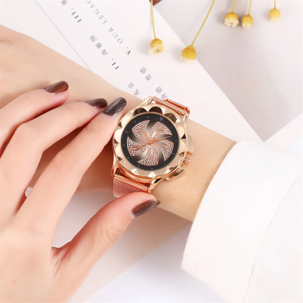 

Fashion Magnetic buckle Dazzling women Mesh Belt Watch ladies Quartz Analog