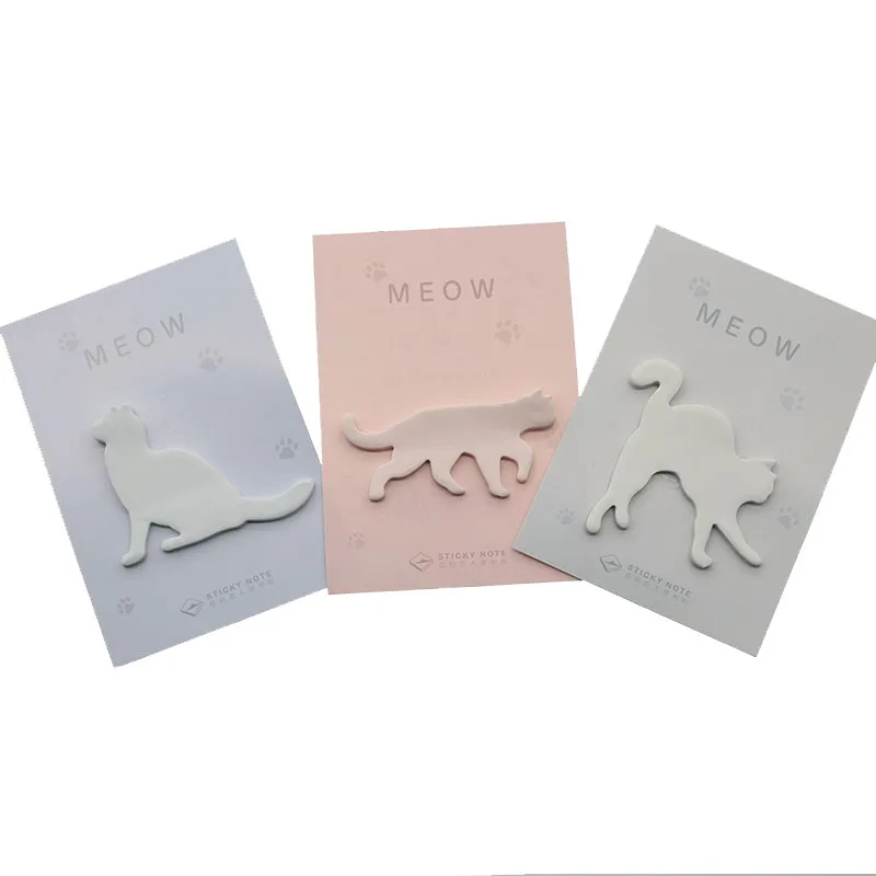 

3pcs Cat Shape Message Board Office Message Note Sticker Children Student Stationery Can Decorate Your Diary And Album