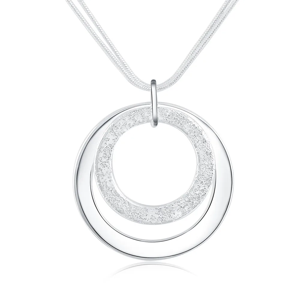 

Silver color exquisite noble luxury charm fashion women lady charms wedding circle Necklace 18 inches Silver jewelry N056