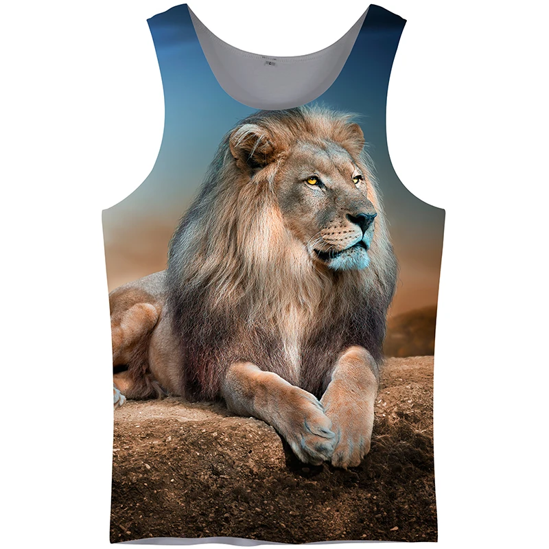 Cloudstyle 3D Топы Для мужчин жилет 3D принтом Лев рукавов активный Бодибилдинг Летняя мода Повседневное отпуск Топы уличной