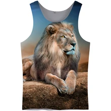 Cloudstyle 3D Топы Для мужчин жилет 3D принтом Лев рукавов активный Бодибилдинг Летняя мода Повседневное отпуск Топы уличной