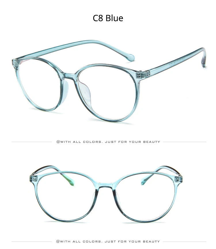 [EL Malus] модная овальная оправа для очков, мужские и женские прозрачные линзы, очки, розовые, синие, серые оттенки, фирменный дизайн - Цвет линз: C8 Blue