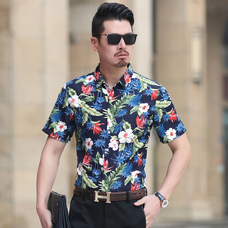 Aliexpress.com : Buy MarKyi 2018 summer new floral dress shirt for men ...
