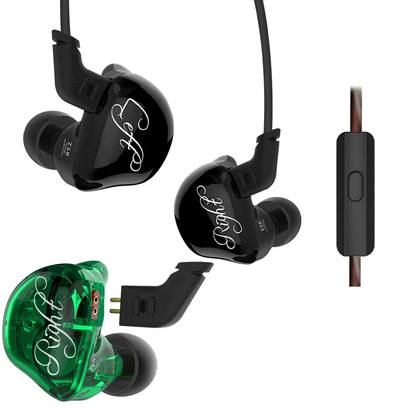 Kopen KZ ZSR oortelefoon gaming 2BA + 1DD unit ruisonderdrukkende headset met microfoon balanced armature stereo bass mp3 muziek oordopjes voor iphone