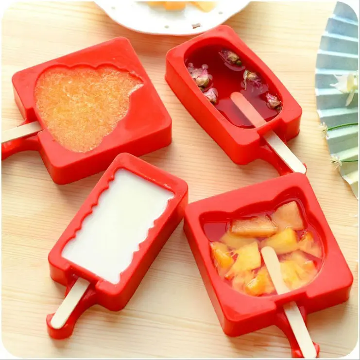 

Cartoon DIY Silicone Ice Cream Mold Popsicle Molds Popsicle Maker Holder Frozen Ice Mould with Popsicle 20 Sticks Kitchen Tools