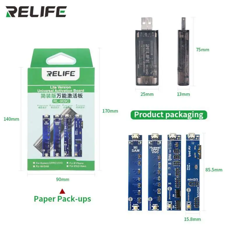 

RELIFE RL-909C Battery Activation Board Quick Charge Maintenance Line For IPAD IPHONE Android SAM USB Display Detector