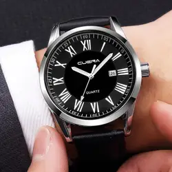 Мужские деловые ультра тонкие Кварцевые аналоговые наручные часы с кожаным ремешком IK88
