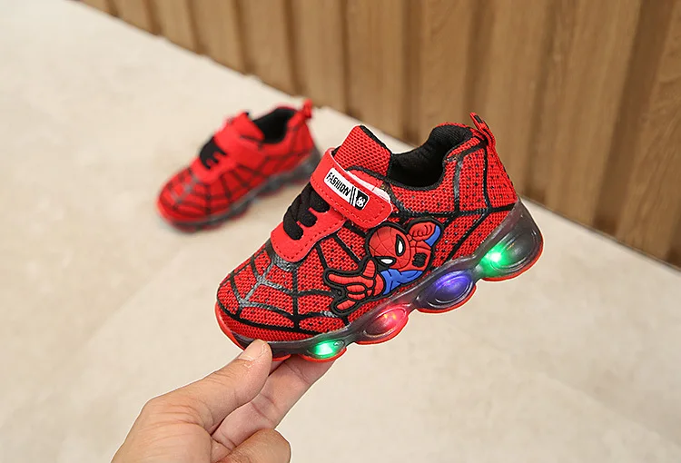 children kids tenis led spiderman shoes for boys girls rubber mesh luminous sneakers baby tenis led kids shoes sneakers