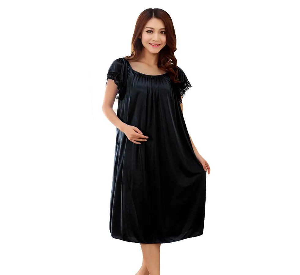 Беременность и ночная рубашка для беременных; пижамы для беременных; кружевное Ночное платье для кормящих и беременных; элегантная одежда; пижамы - Цвет: Black XXL