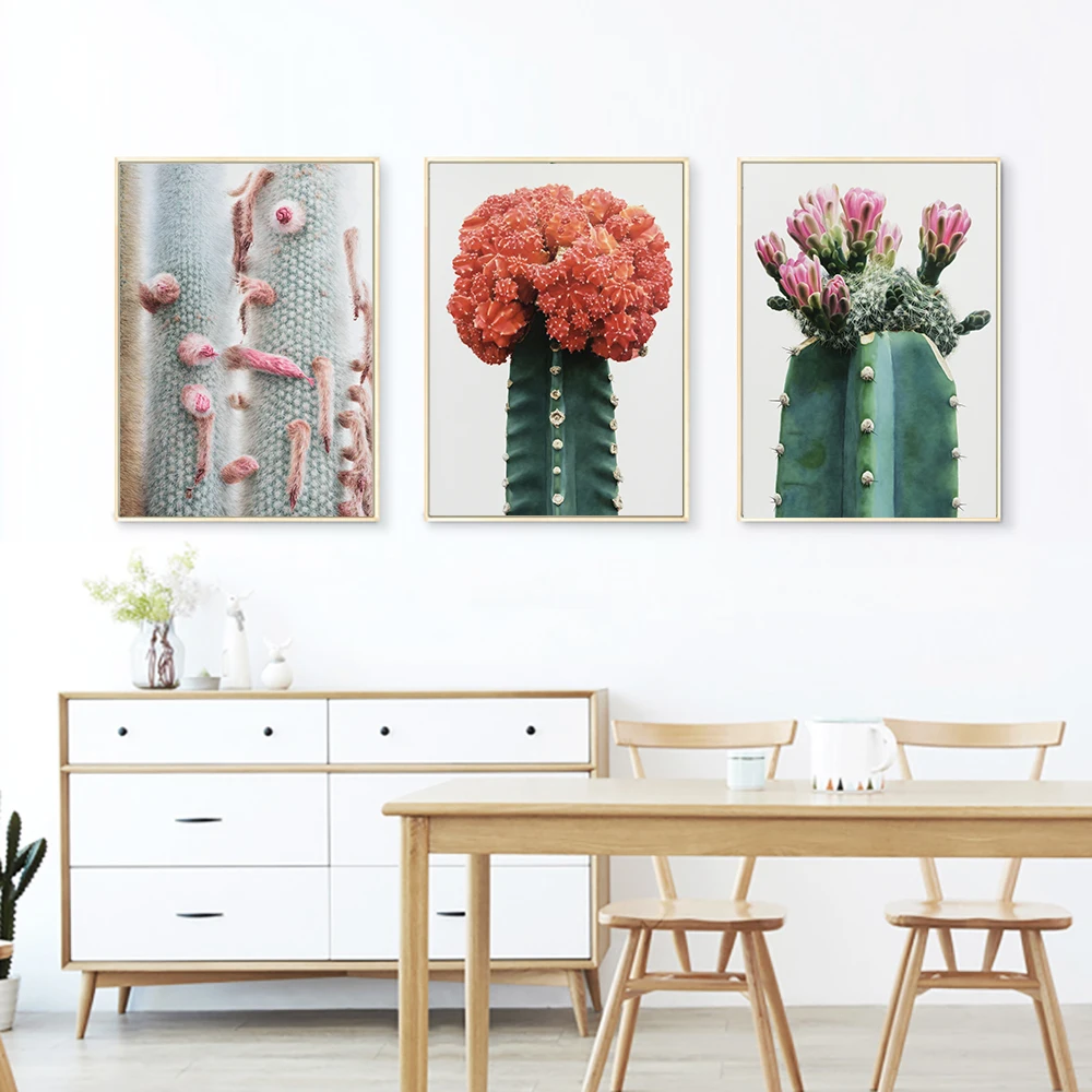 

Pop Style decoration pictures Posters and Prints Color Cactus Canvas Painting Wall Art Plant picture on the wall living room