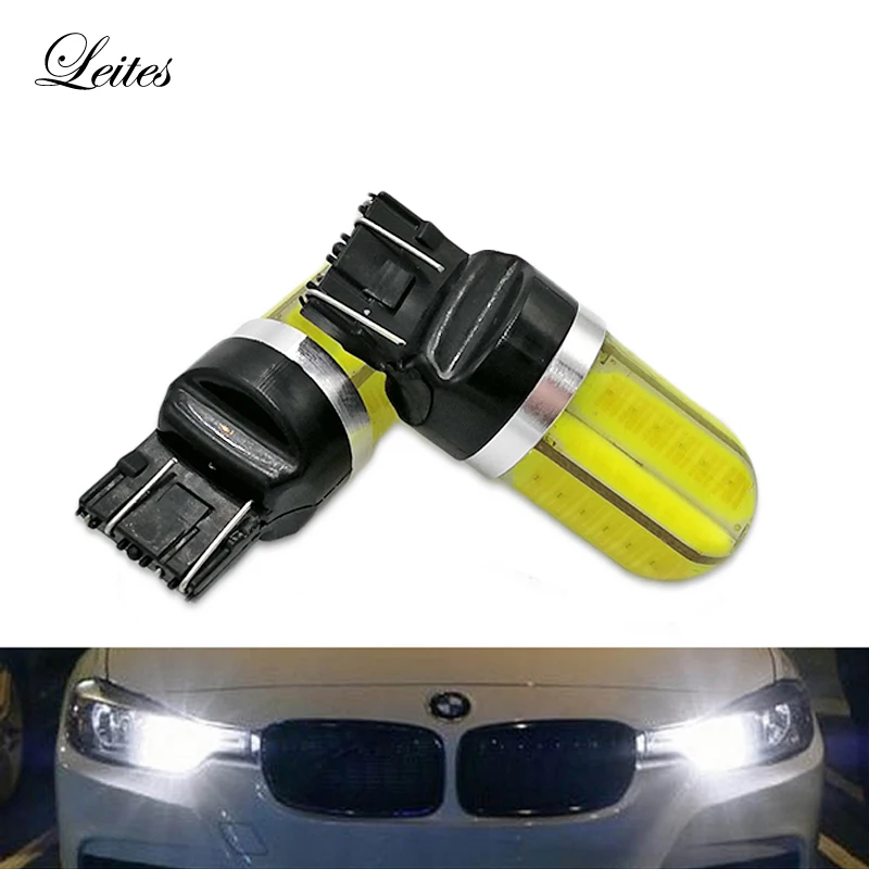 2PCS T20 W215W 7443 COB White Red Yellow LED Sidelight Reverse Indicator Brake Light Bulb 9V-28V.1
