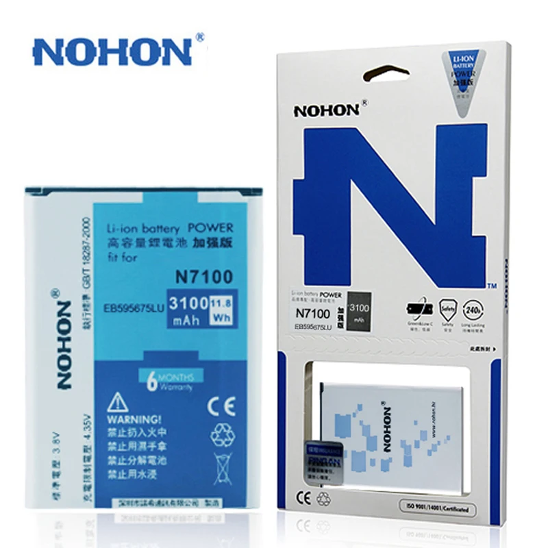 

NOHON Battery For Samsung Galaxy Note 2 3 NFC 4 Edge Note2 Note3 Note4 N7100 N9009N9005 N9108V N910H Replacement Batteries+Tools