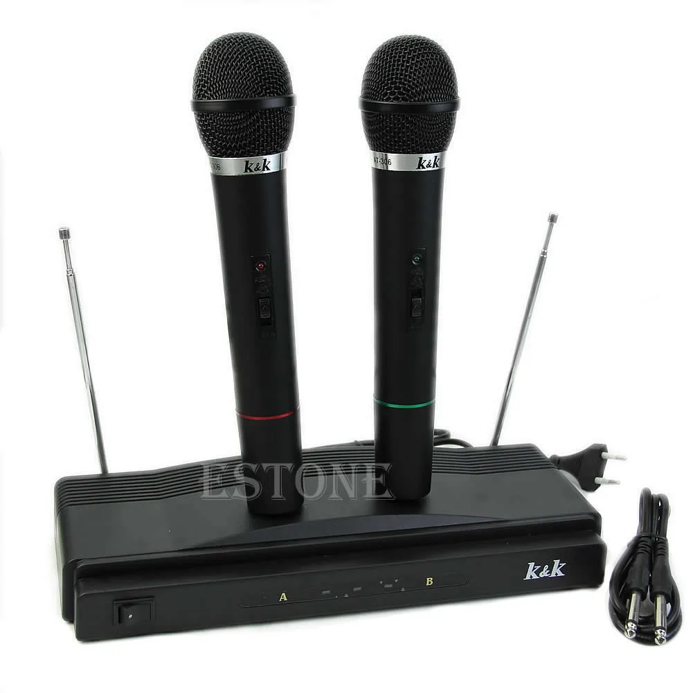 

Professional NEW PRO WIRELESS DUAL MICROPHONE SYSTEM AUDIO HANDHELD 2 x MIC CORDLESS RECEIVER