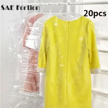 

20pcs/Lot Plastic Transparent Dust Cover Garment of Clothes Hanging Pocket Storage Bag Wardrobe Hanging Clothing 60x90cm