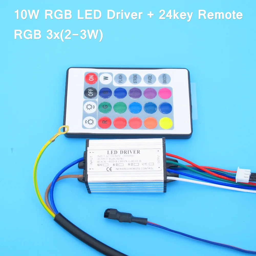 Водостойкий 10W 20W 30W 50W 100 светодио дный Вт RGB Светодиодный драйвер для светодио дный RGB светодиодный чип COB Светодиоды SMD с 24 ключом пульт дистанционного управления для прожектора Spotlight