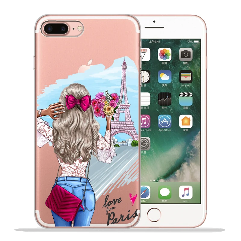 Новое поступление Модный чехол для телефона для девочек для Funda iPhone 8 7 6 6S Plus X XS MAX XR 10 мягкий силиконовый чехол Etui