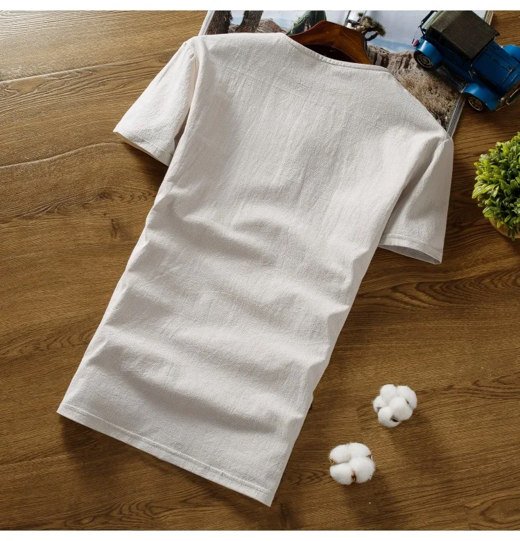 7 цветов Мужская футболка с коротким рукавом с кулиской шорты хлопок и льняная ткань S-6XL китайский стиль вышивка мужские наборы