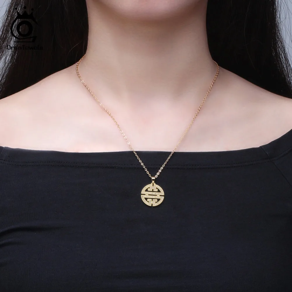 ORSA JEWELS оригинальное ожерелье кулон выдолбленный AAA CZ окно ювелирные украшения серебро цвет золотой цвет розовое золото цвет подарок ON151