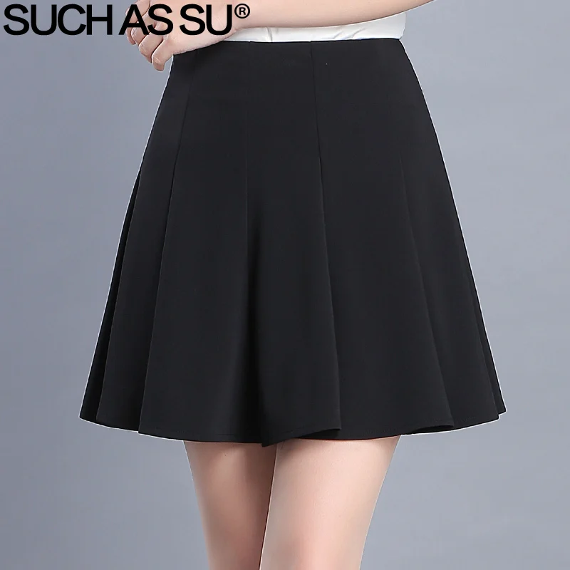 2017 New Korean Summer Skirt Womens Black Knit Mini Casual Pleated